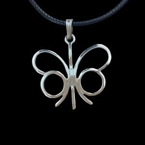 Silver tone openwork butterfly pendant necklace